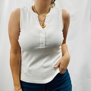 Rails S white mayla henley sleeveless ribbed tank